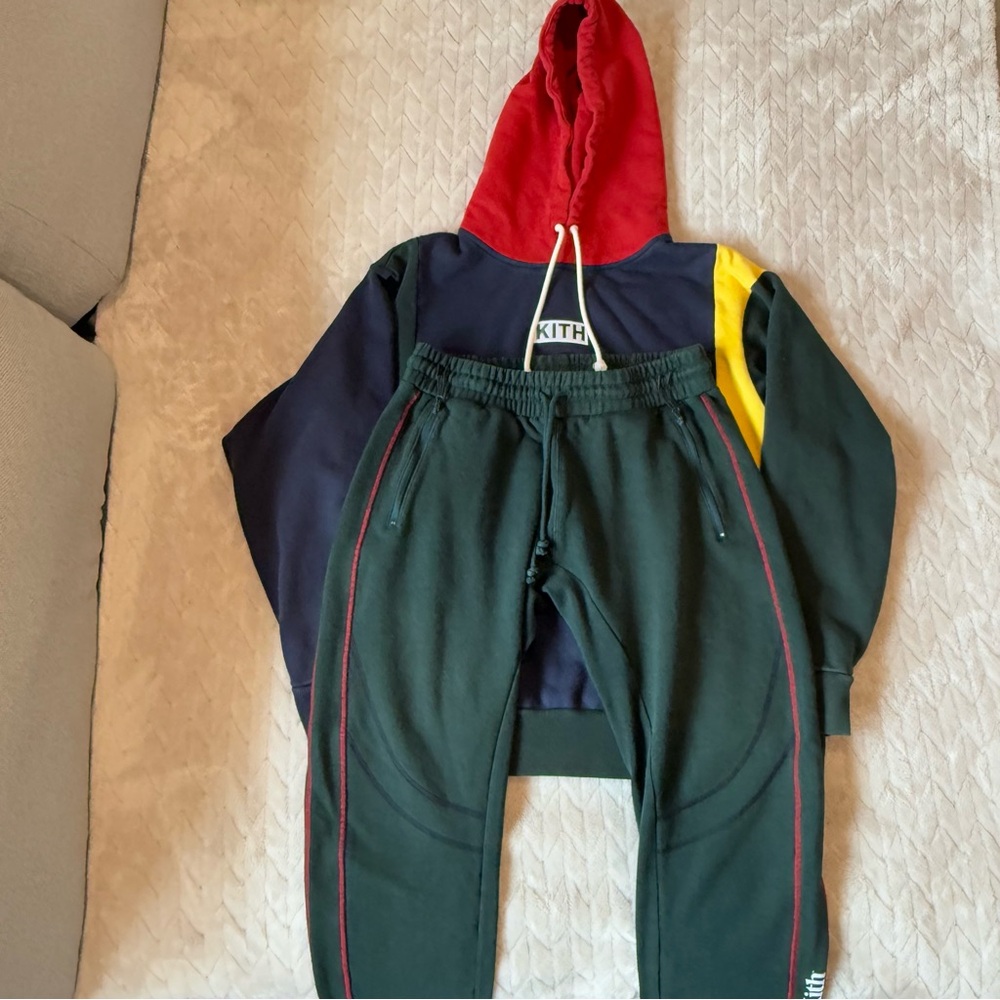 Kith Colorblocked Rugby Navy/Multi Hoodie and Sweatpants